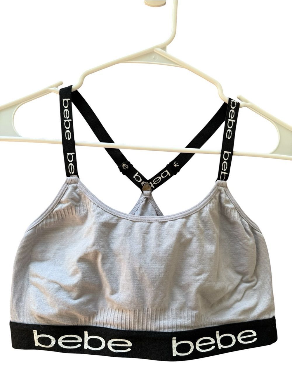 Bebe Size 1X Womens Gray Wireless Unlined Racerback Sports Bra